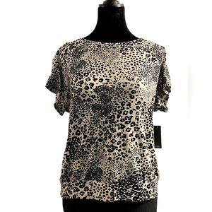 CURE Leopard Print Top w/ Slit on Sleeves. NWT
